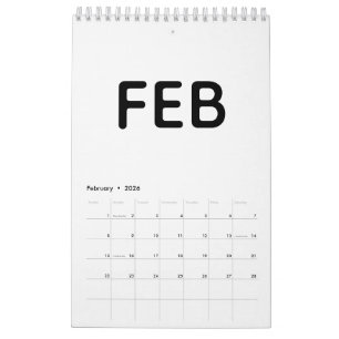 Calendrier Simple Moderne Noir et Blanc Minimaliste