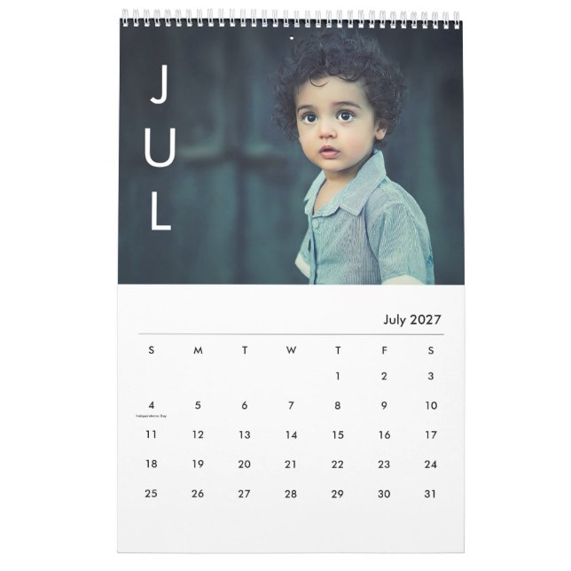 Calendrier Simple Mois photo minimaliste (Jul 2027)