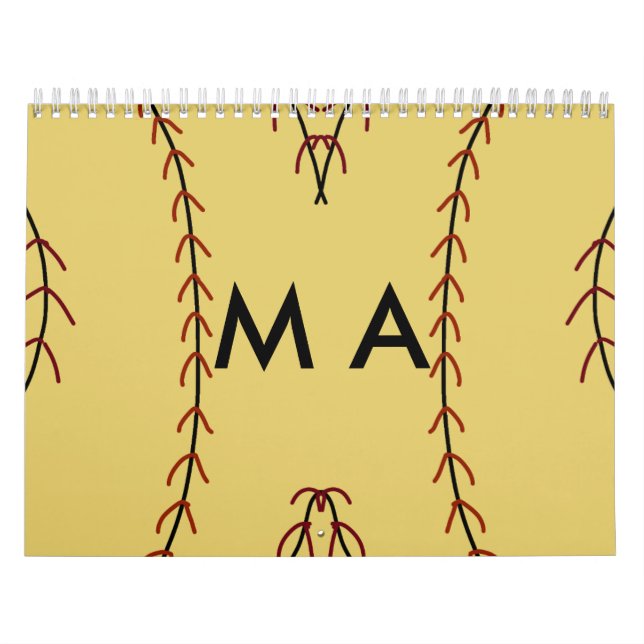 Calendrier Simple monogramme ajouter votre nom lettre man min (Protection)