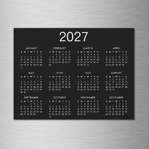 Calendrier simple noir et blanc 2025