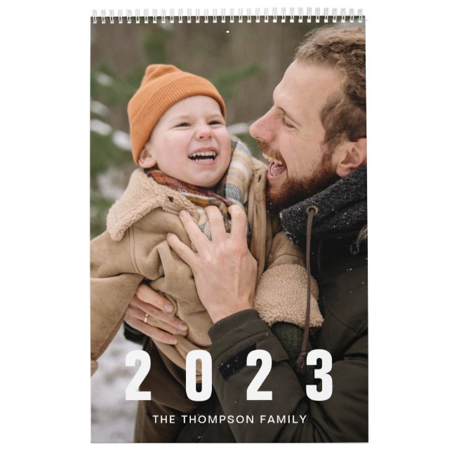 Calendrier Simple photo de famille blanche (Protection)
