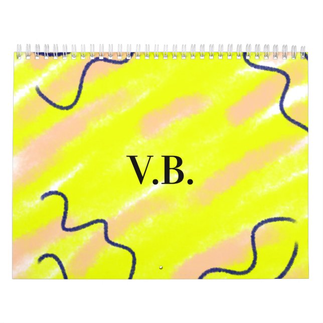Calendrier Simple solid color add name text monogram yellow (Protection)