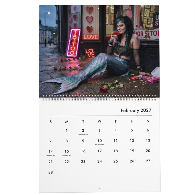Calendrier Sirène Punk 2027 (Feb 2027)