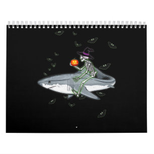 Calendrier Skeleton Riding Shark - Amusant cadeau Halloween S