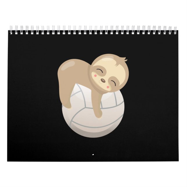 Calendrier Sloth Volleyball Cute Animal Lover Cadeau Long Sle (Protection)