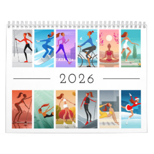 Calendrier Sportif Fitness Jeune Femme Fille Color