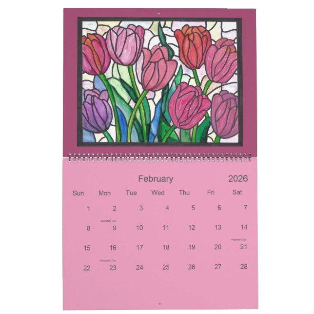 Calendrier Stained Glass Art Calendar (Feb 2026)