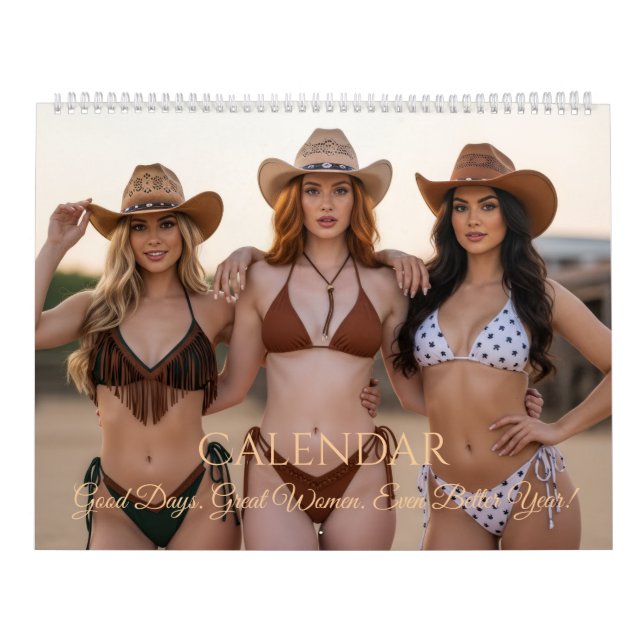 Calendrier Stylish Women in Cowboy Hats & Western Scenes (Protection)