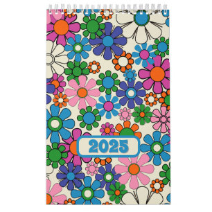 Calendrier Super coloré Retro Floral 2025