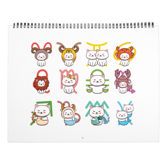Calendrier SYMBOLE Zodiaque Kawaii (Dos)