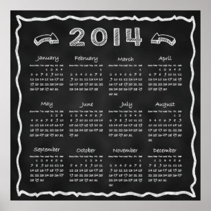 Calendrier Tableau Noir Année 2014
