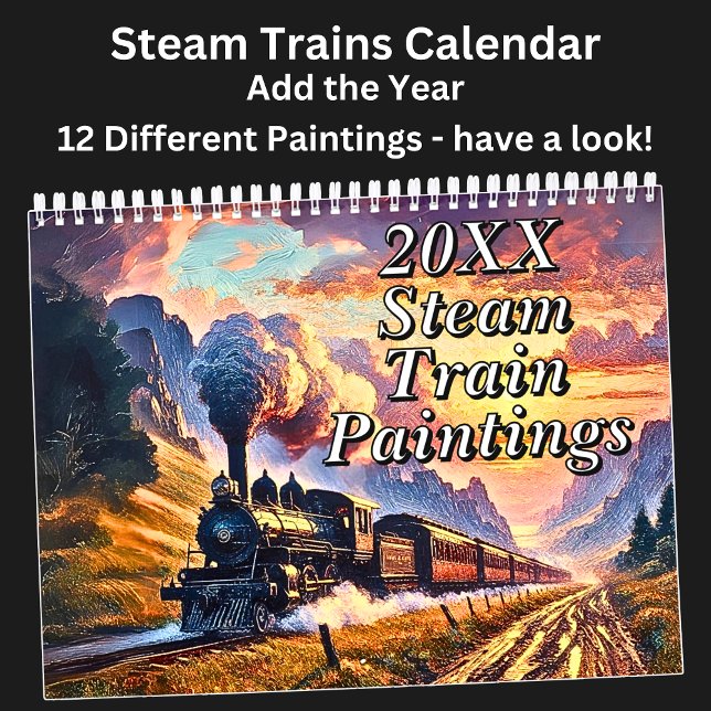Calendrier Tableaux De Train À Vapeur, 12 Différents, (Créateur téléchargé)