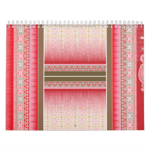Calendrier Tapis design rouge et rose, orné d'un audacieux