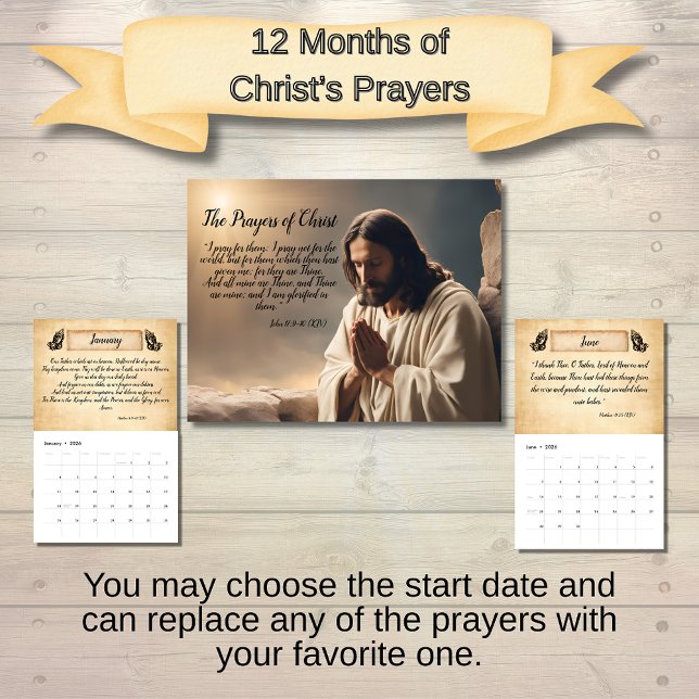 Calendrier The Prayers of Christ Inspirational (12 Months of Christ's Prayers Wall Calendar)