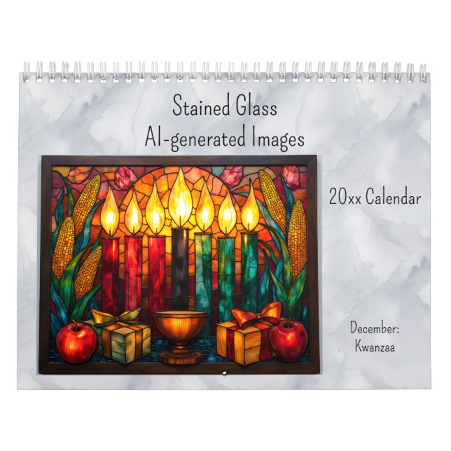 Calendrier Thème Kwanzaa de style vitrail pour décembre (Protection)