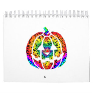 Calendrier Tie Dye Citrouille Hippie Les années 70 Retro Vint