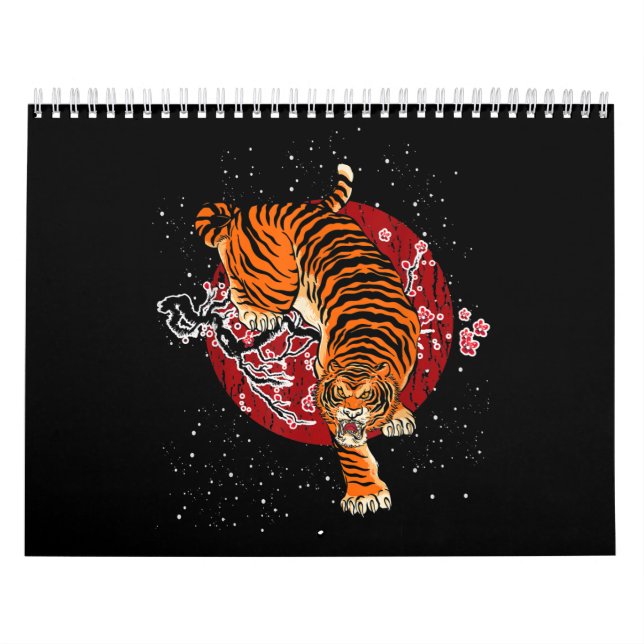 Calendrier Tigre cerise en fleurs (Protection)