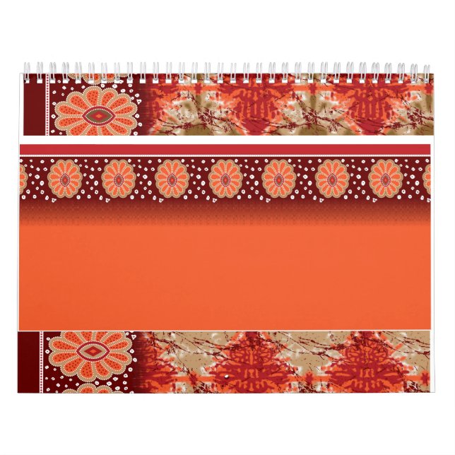 Calendrier Tissu à motifs orange et marron avec un v (Protection)