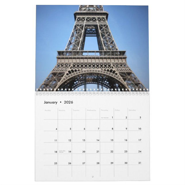 Calendrier Tour Eiffel romantique Paris 2015 (Jan 2026)