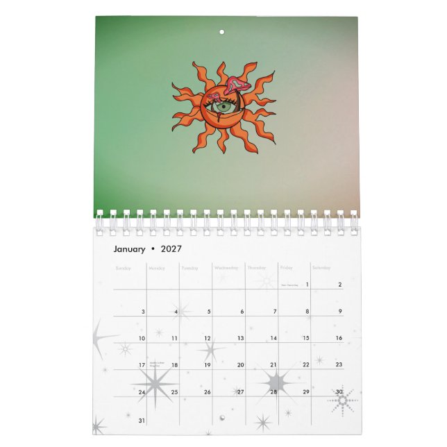 Calendrier Tous les rayons de champignons du soleil (Jan 2027)
