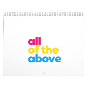Calendrier Tout le mois de la Pride LGBT Pansexual ci-dessus