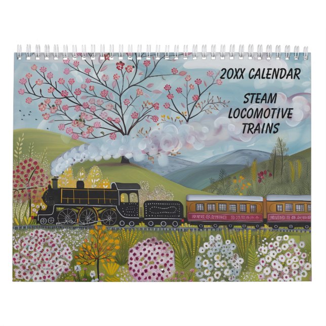 Calendrier Trains Locomotive à vapeur Art saisonnier (Protection)