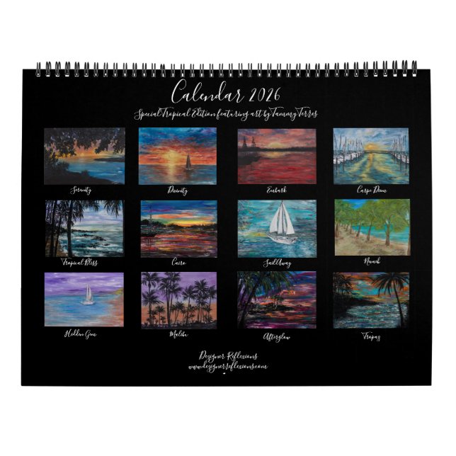 Calendrier Tranquilité 2026 de l'artiste Tammy Ter (Dos)