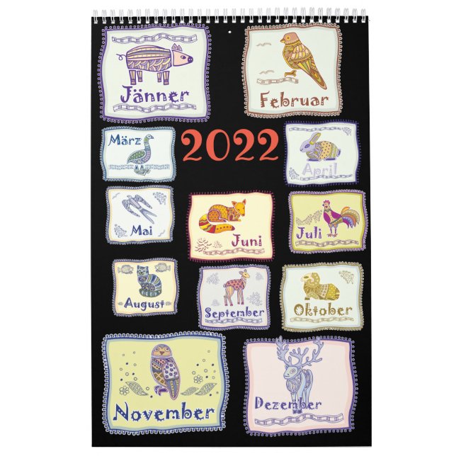 Calendrier Tribal Animaux abstraits d'Europe (Protection)