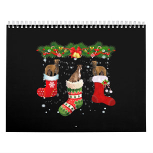 Calendrier Trois Chien Greyhhhop en choeur Noël Père Noël