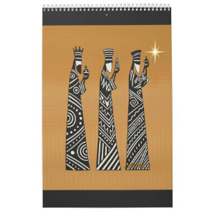 Calendrier Trois Sages Hommes Noël Nativité en Noir et Blanc