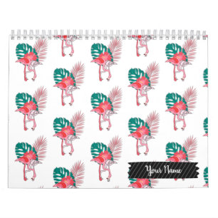 Calendrier Tropical Cute drôle d'aquarelle flamingo motif Ca