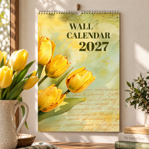 Calendrier Tulipes Aquarelles Vintage 2027 Papier Peint Flora