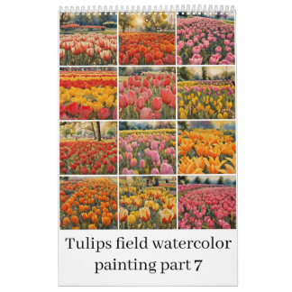 Calendrier Tulipes champ aquarelle peinture 7