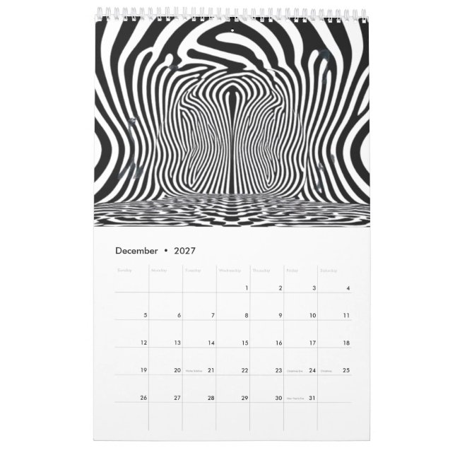Calendrier Tunnel d'illusion optique - Noir et blanc hypnotiq (Dec 2027)