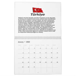 Calendrier Turkiye Calender 100th anniversary of the Republic