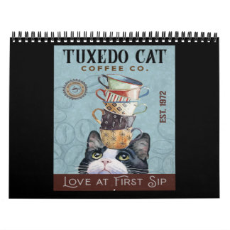 Calendrier Tuxedo Cat Coffee Co. Love At First Sip Funny Cat