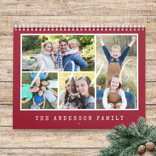 Calendrier Typewriter moderne 4 Photos Familiales Par Mois 20