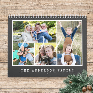 Calendrier Typewriter moderne 4 Photos Familiales Par Mois 20