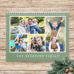 Calendrier Typewriter moderne 4 Photos Familiales Par Mois 20