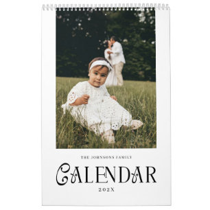 Calendrier Typographie Chic Minimaliste Moderne Photo de Fami
