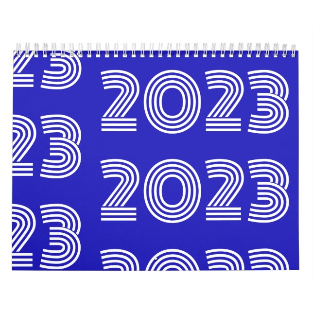 Calendrier Typographie graphique moderne Bleu Blanc (Protection)