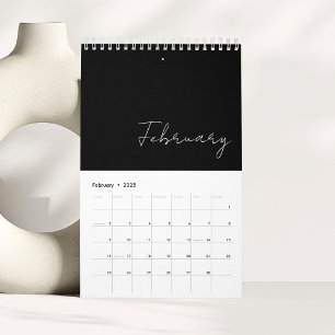 Calendrier Typographie minimaliste noir blanc personnalisée