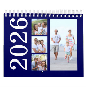 Calendrier Typographie moderne 17 Photos Marine Blue 2026