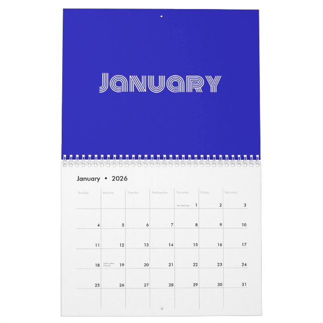 Calendrier Typographie moderne bleu (Jan 2026)