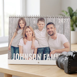 Calendrier Typographie moderne et simple pour photos de famil