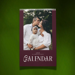 Calendrier Typographie Moderne Famille Personnalisée Photo Bo