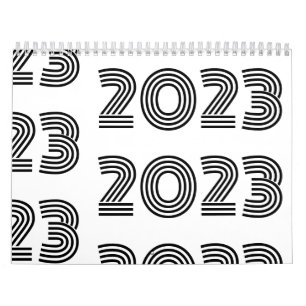 Calendrier Typographie moderne noire et blanche