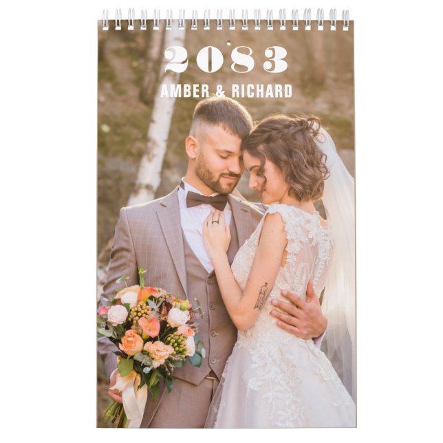 Calendrier Typographie moderne personnalisation MARIAGE photo (Protection)
