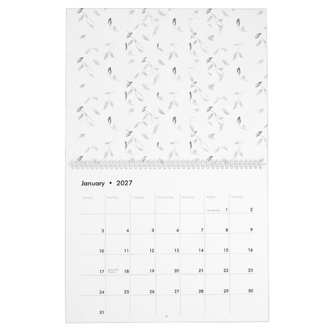Calendrier Un agencement visuellement attrayant de blanc et d (Jan 2027)