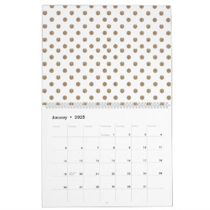 Calendrier un arrière - plan blanc aux pois bruns